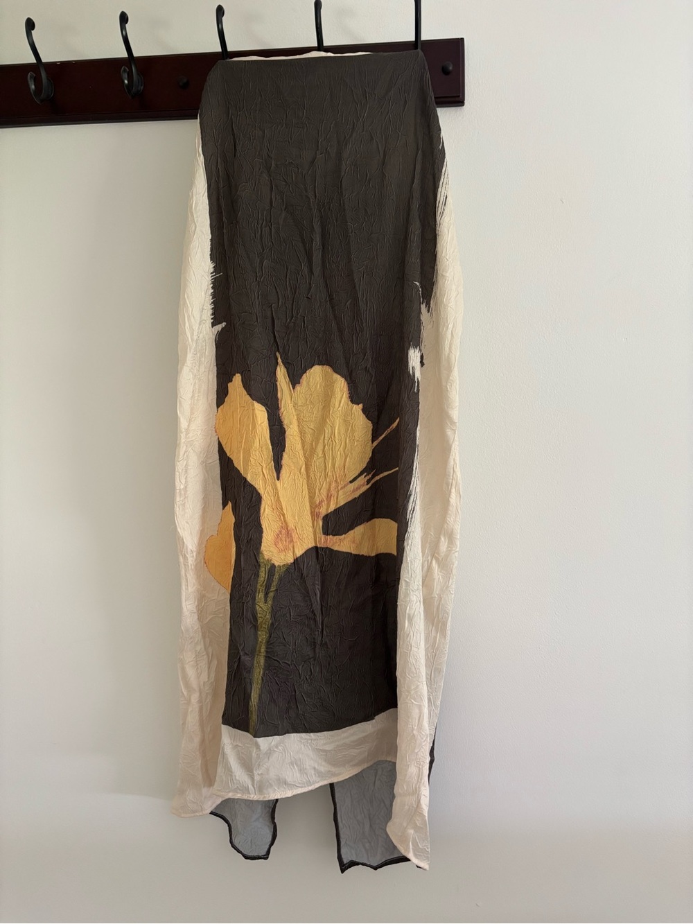 Zara Green, Cream & Mustard Floral Midi Skirt